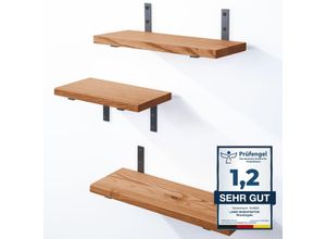 4064755205079 - 3 Stück Wandregal Holz 42 36 30cm Schweberegal Massiv 100% Echtholz Hängeregal für Wohnzimmer Schlafzimmer Küche Büro Badezimmer Wandregale set 3