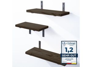 4064755205093 - 3 Stück Wandregal Holz 42 36 30cm Schweberegal Massiv 100% Echtholz Hängeregal für Wohnzimmer Schlafzimmer Küche Büro Badezimmer Wandregale set 3