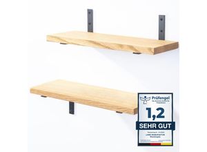 4064755205109 - LAMO Manufaktur 2 Stück Wandregal Holz 2x 42cm Schweberegal Massiv 100% Echtholz Hängeregal für Wohnzimmer Schlafzimmer Küche Büro Badezimmer