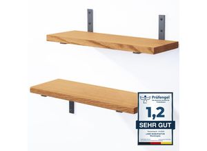 4064755205116 - Lamo Manufaktur - 2 Stück Wandregal Holz 2x 42cm Schweberegal Massiv 100% Echtholz Hängeregal für Wohnzimmer Schlafzimmer Küche Büro Badezimmer