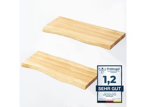 4064755205598 - 2 Stück Wandregal aus Holz mit unsichtbarer Befestigung 2x 42cm Wandregal aus 100 % echtem Holz Hängeregal für Wohnzimmer Wandregale set 2 Baumkante