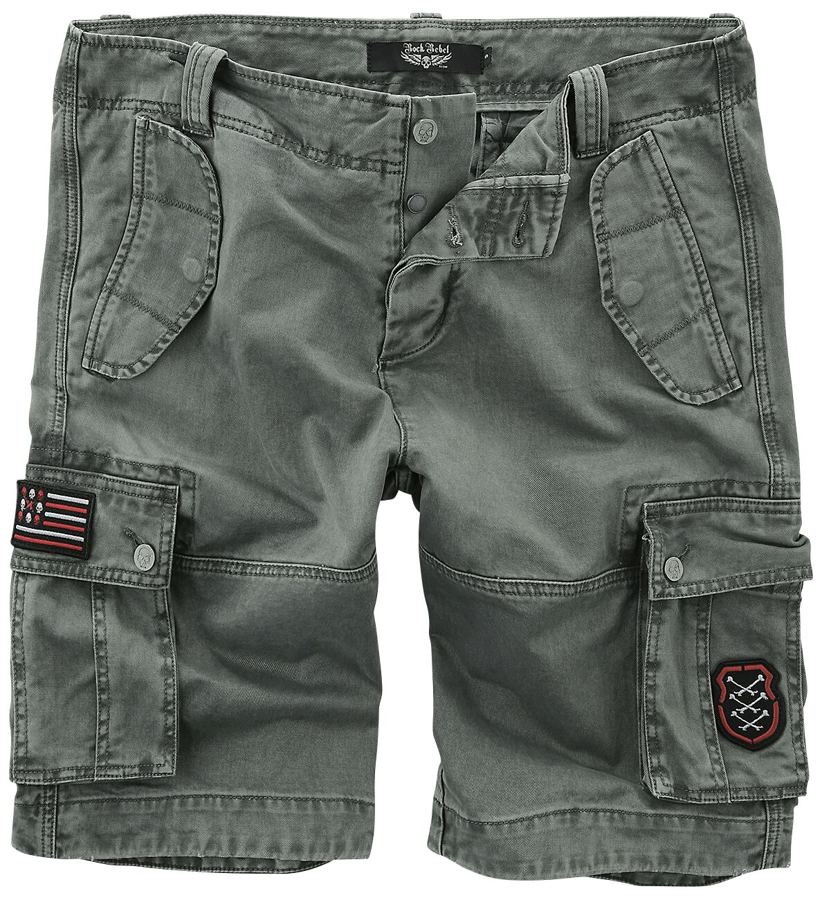 4064854017276 - Graue Cargo Shorts mit Patches Short grau in XL