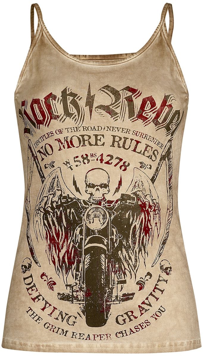 4064854135338 - Beiges Top mit Waschung und Print Top beige in XS