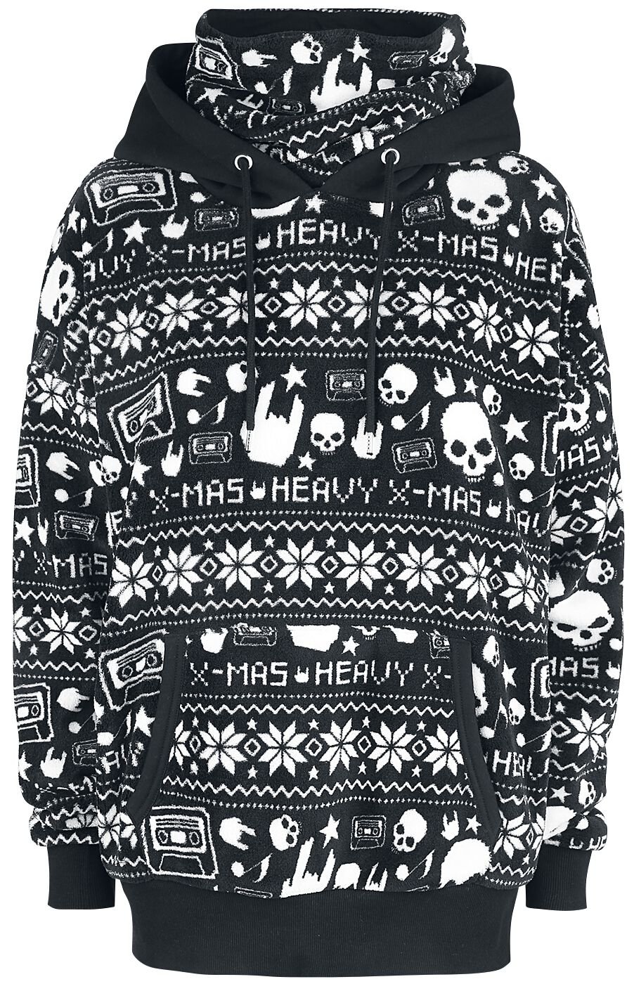 4064854304093 - Schwarzer Kapuzenpullover im Norweger-Look Weihnachtspullover schwarz in XXL