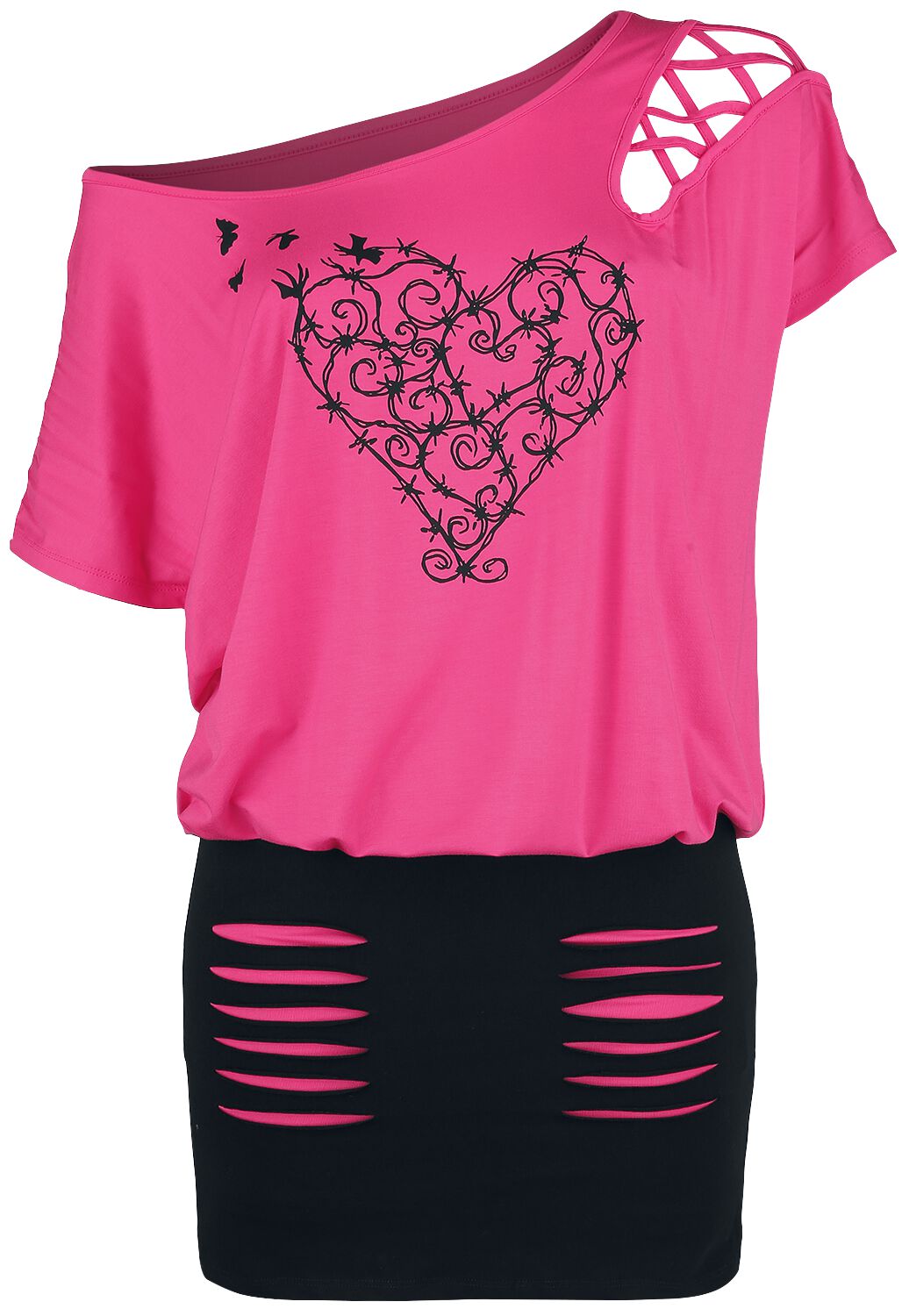 4064854356672 - Knalliges Kleid mit Print und Cut-Outs Kurzes Kleid pink in M 4064854356672 - Knalliges Kleid mit Print und Cut-Outs Kurzes Kleid pink in M