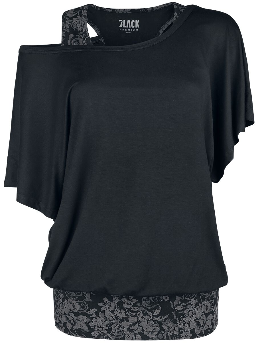 4064854382718 - Double-Layer T-Shirt mit Alloverprint auf dem Top T-Shirt schwarz in L