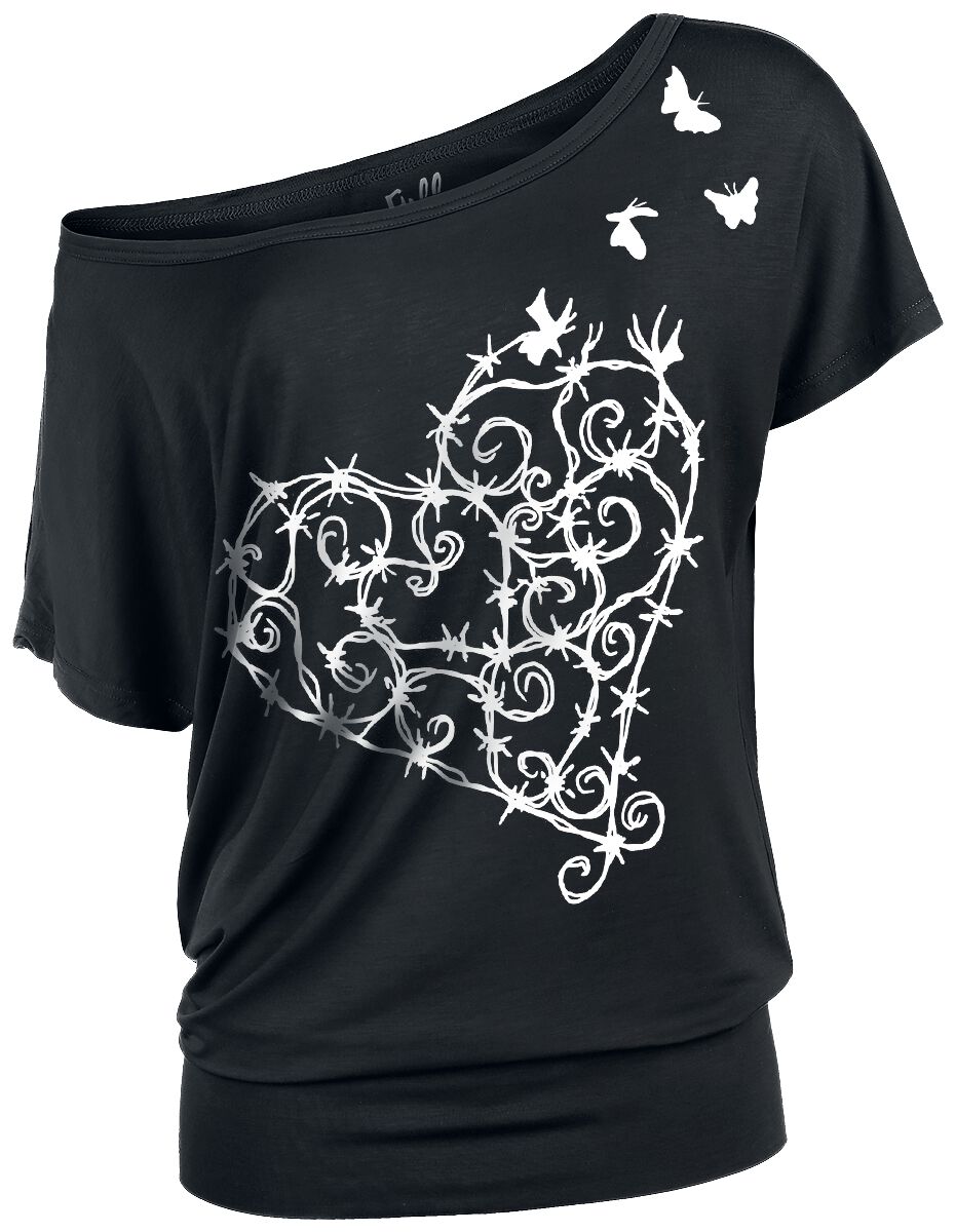 4064854394599 - T-Shirt mit verspieltem Stacheldraht-Herz T-Shirt schwarz in 4XL 4064854394599 - T-Shirt mit verspieltem Stacheldraht-Herz T-Shirt schwarz in 4XL