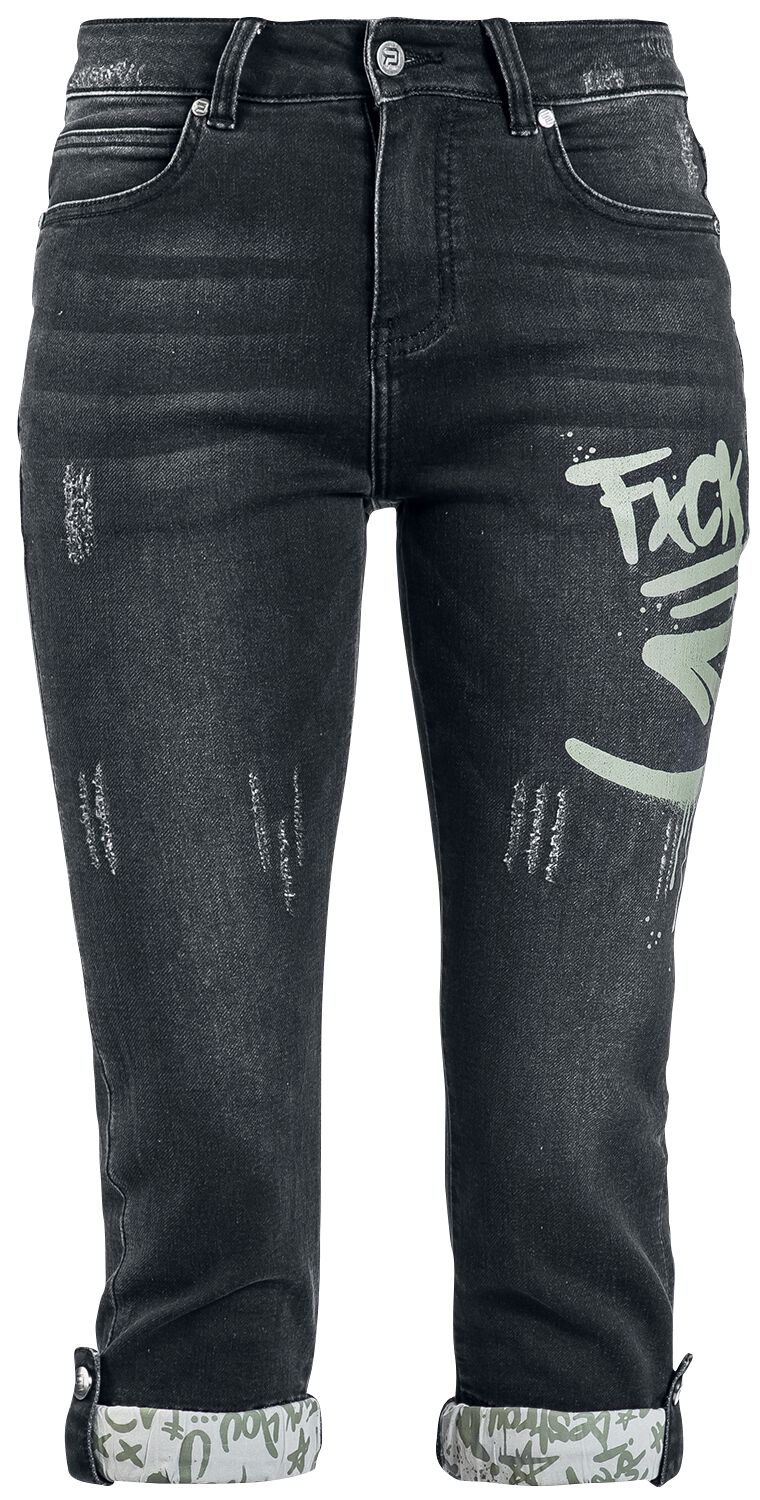 4064854395299 - 3 4 Jeans mit Graffiti Details Short schwarz in 28