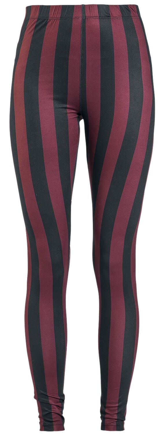 4064854407558 - Schwarz rot gestreifte Leggings Leggings schwarz rot in M