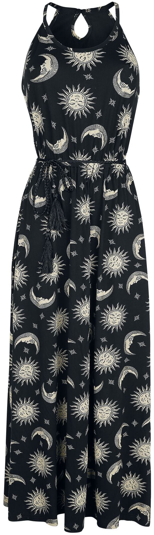 4064854448339 - Maxikleid mit Sonne Mond und Sternen Langes Kleid schwarz in L 4064854448339 - Maxikleid mit Sonne Mond und Sternen Langes Kleid schwarz in L