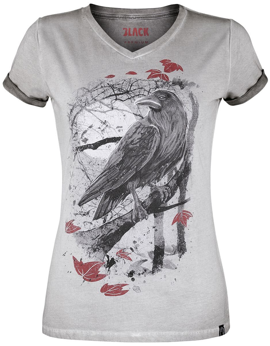 4064854453821 - T-Shirt mit Rabenprint T-Shirt grau in S