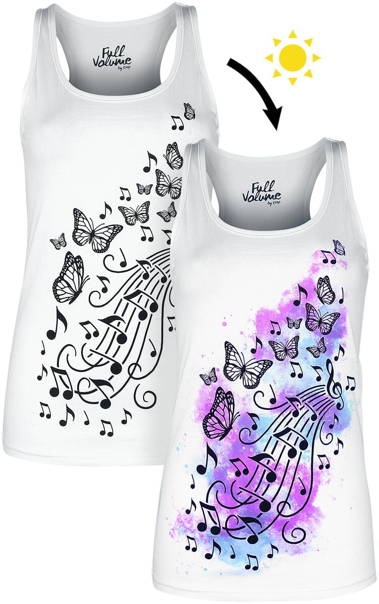 4064854466609 - Tank Top mit Schmetterlingen und Musiknoten Top weiß in XL