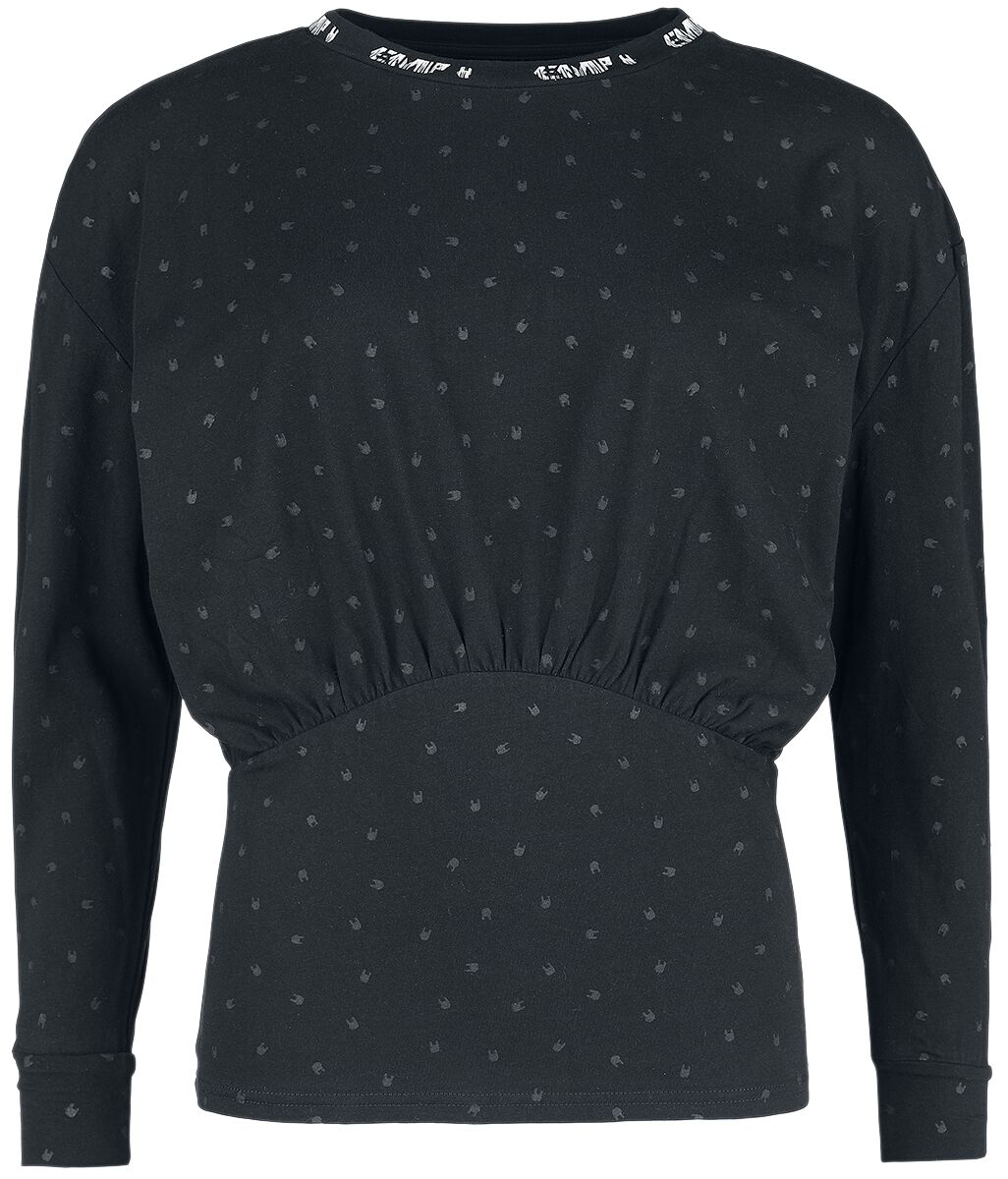 4064854552678 - Langarmshirt mit Rockhand Alloverprint Langarmshirt schwarz in S 4064854552678 - Langarmshirt mit Rockhand Alloverprint Langarmshirt schwarz in S