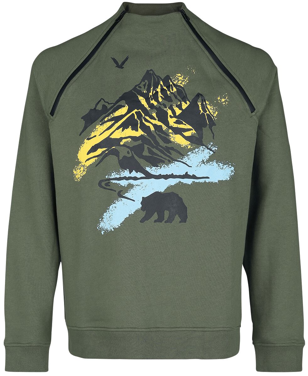 4064854557413 - Sweatshirt mit seitlichen Reißverschlüssen Sweatshirt dunkelgrün in XXL