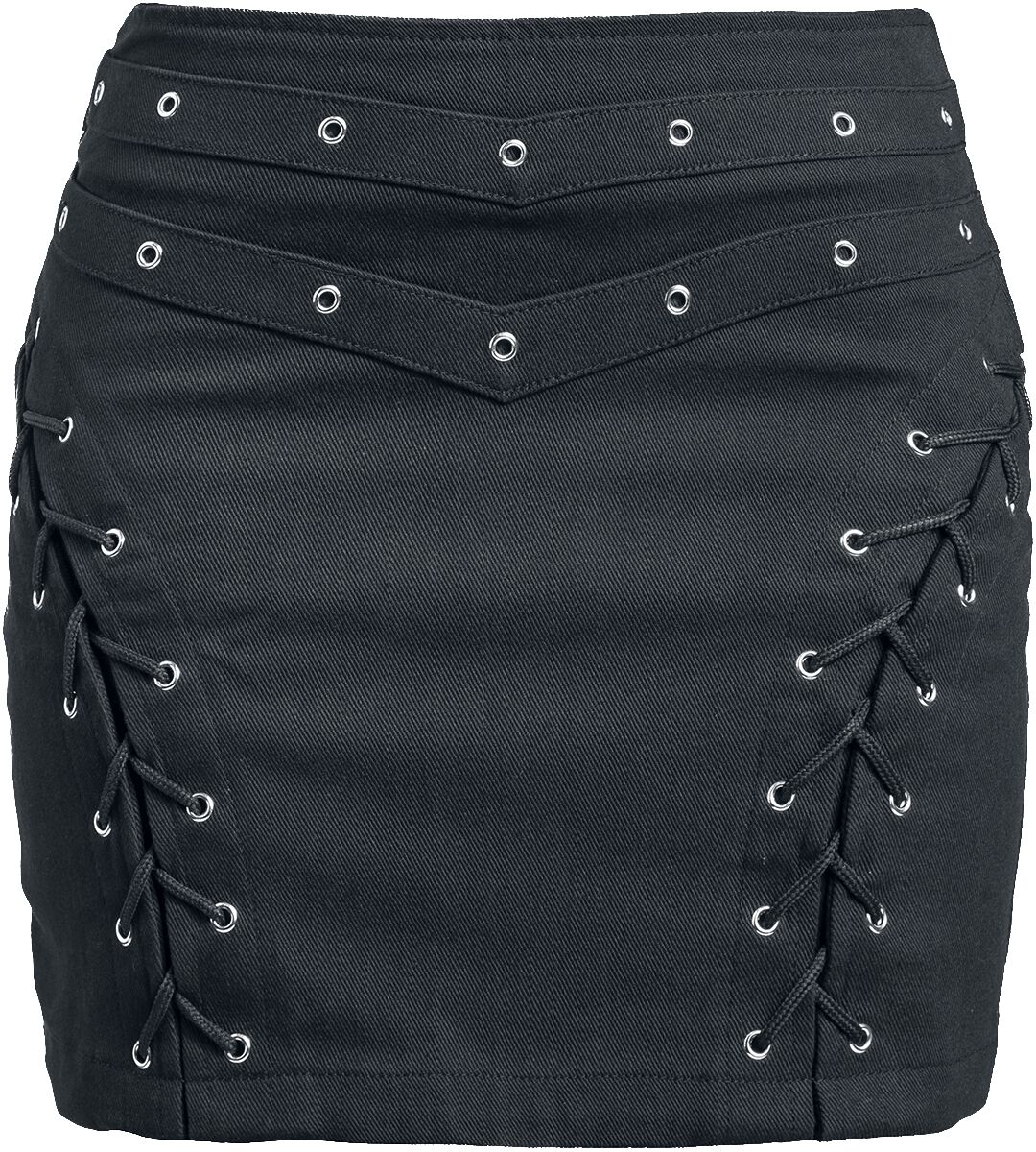 4064854656451 - Kurzer Rock mit Schnürungen Kurzer Rock schwarz in XXL