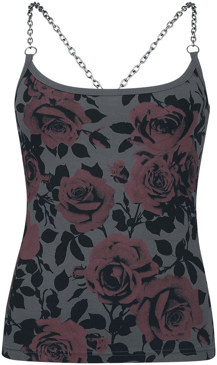 4064854712898 - Top mit Kettenträgern und Rosenprint Top grau in L 4064854712898 - Top mit Kettenträgern und Rosenprint Top grau in L