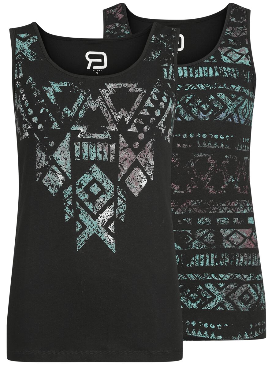 4064854713239 - Double Pack Tops with Graphic Design Top schwarz in M