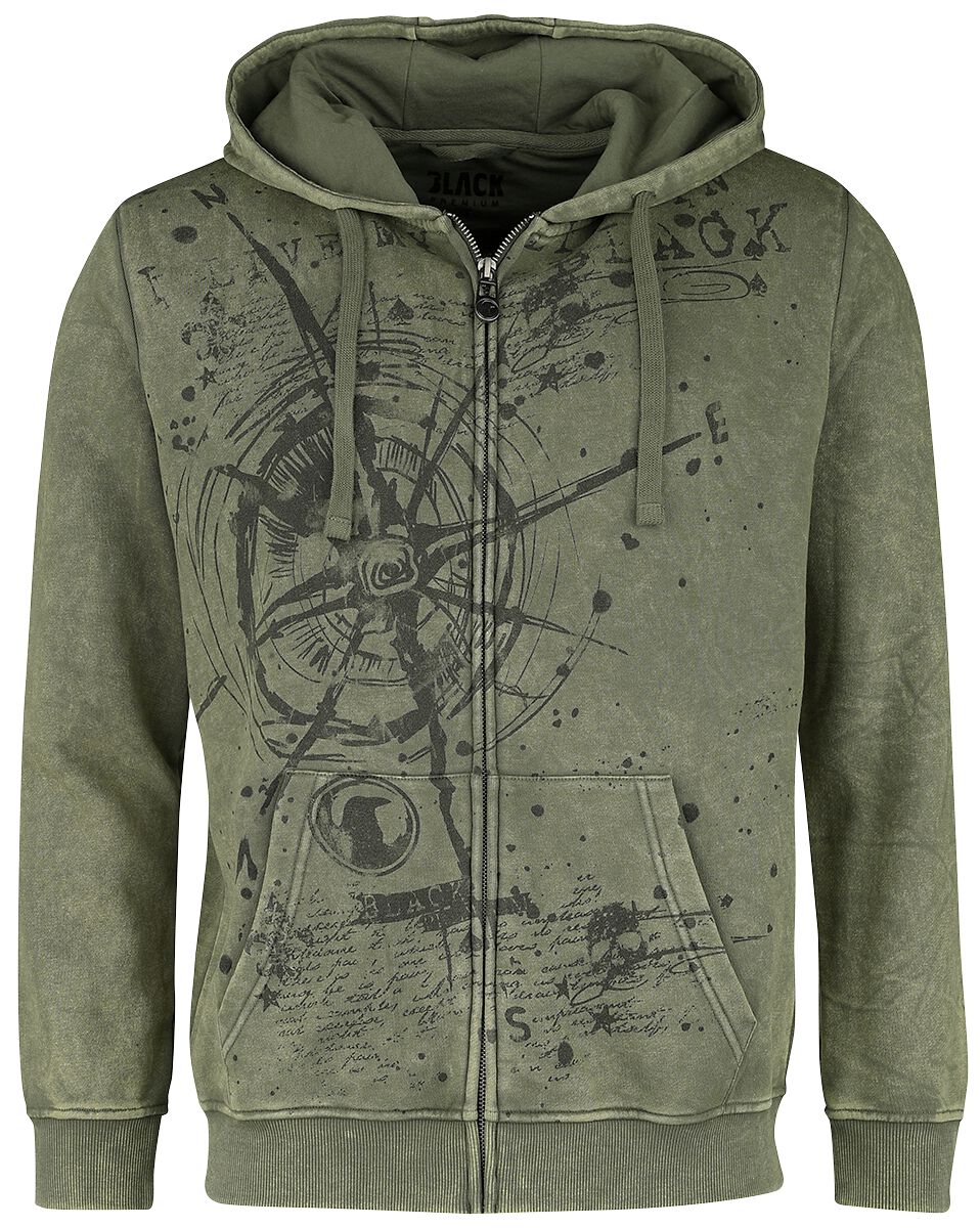 4064854715479 - Hooded Jacket With Compass Print Kapuzenjacke grün in S