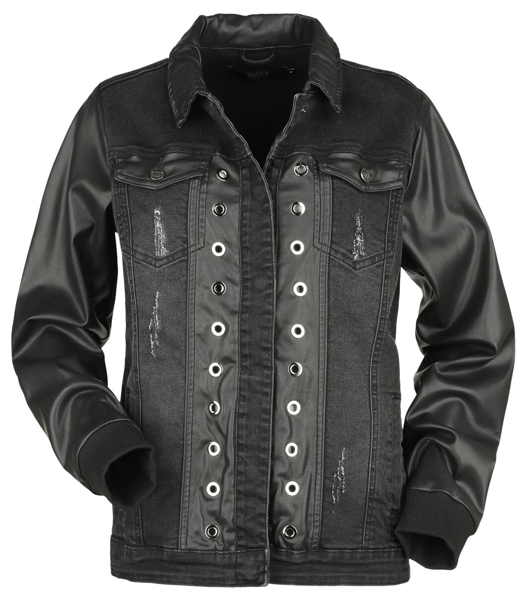4064854724112 - Jeans Jacket With Faux Leather Details Jeansjacke schwarz in S 4064854724112 - Jeans Jacket With Faux Leather Details Jeansjacke schwarz in S