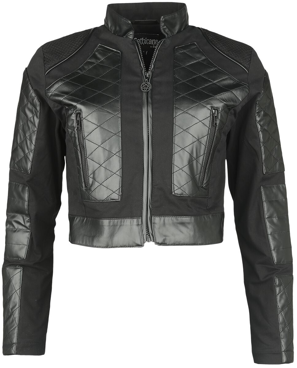 4064854727816 - Short jacket with faux leather details Übergangsjacke schwarz in XS