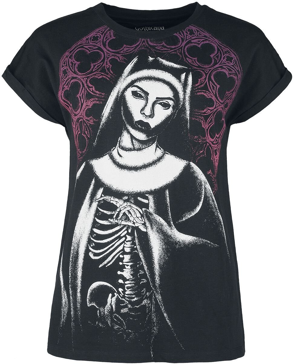 4064854733930 - T-Shirt With Nun Print T-Shirt schwarz in S