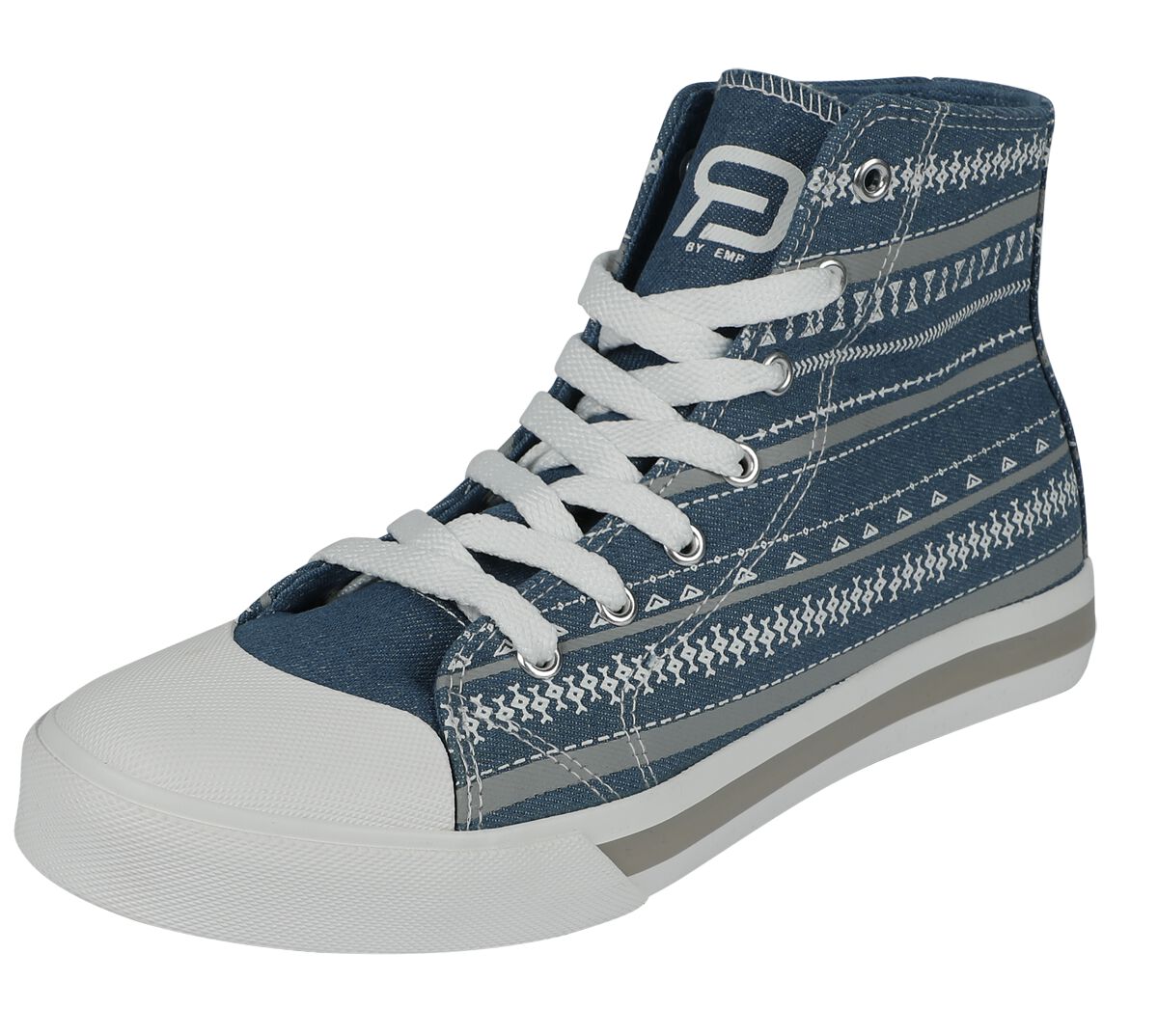 4064854736887 - Sneaker with Graphic Ornaments Sneaker high blau grau weiß in EU37