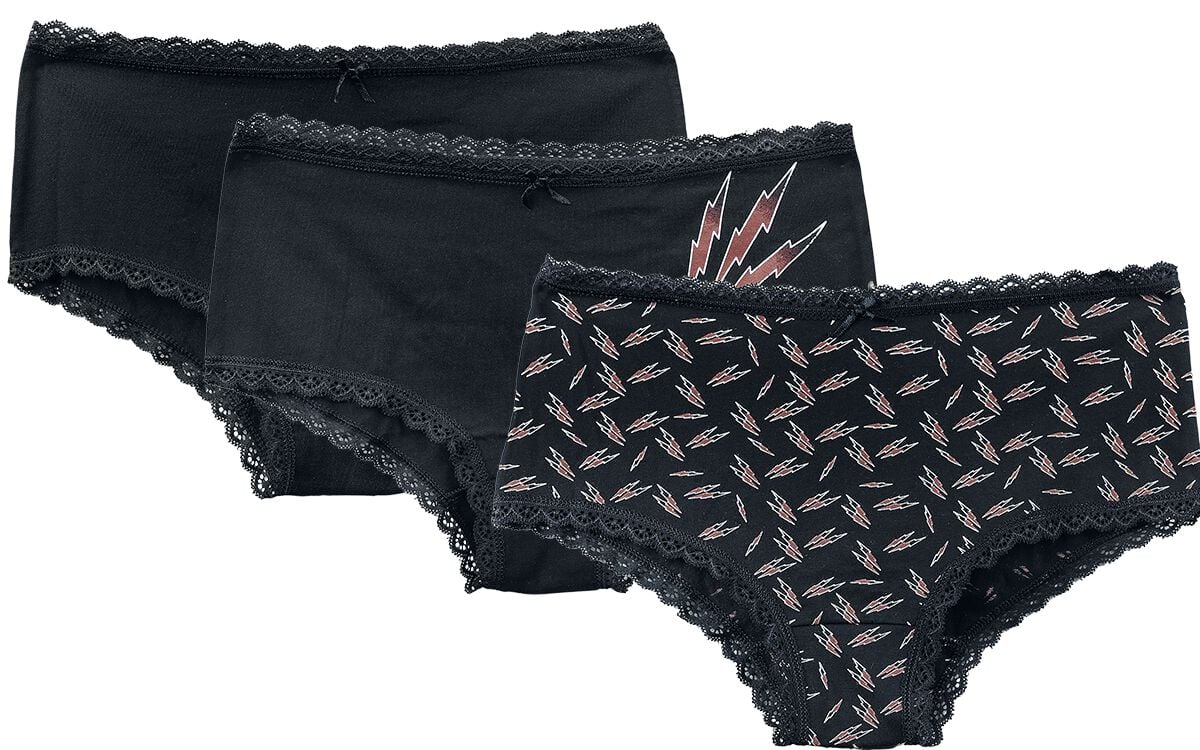 4064854739550 - 3 Pack Panties with Lightning Print Panty-Set schwarz in S