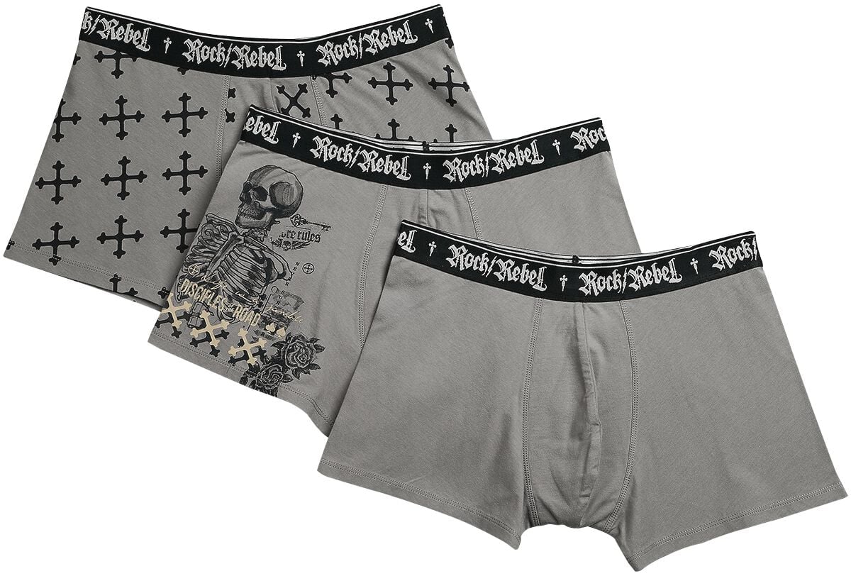 4064854739871 - 3 Pack Boxershorts with Prints Boxershort-Set grau in L