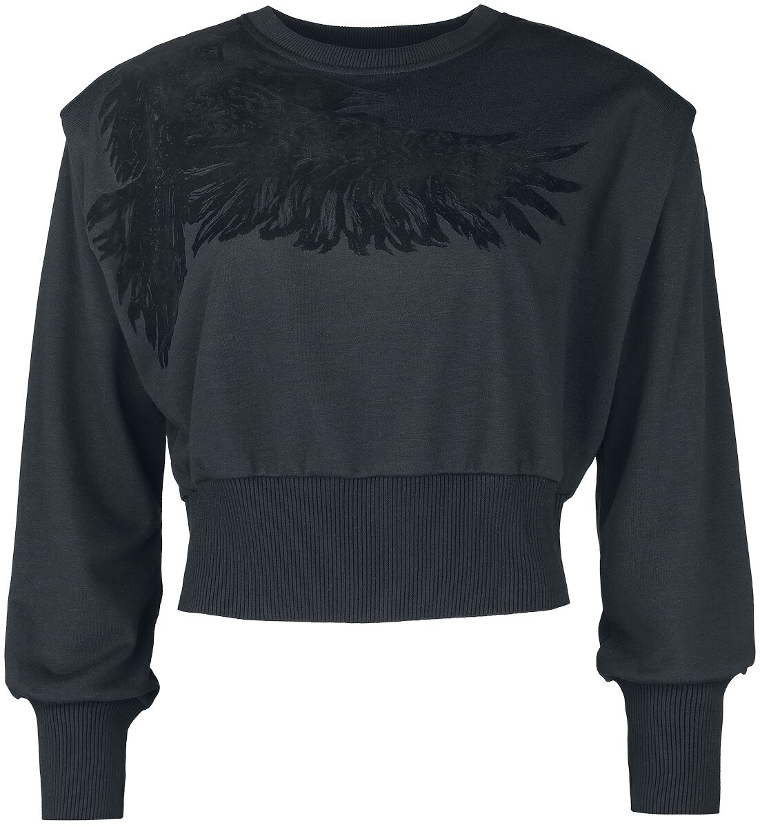 4064854740037 - Cropped Sweatshirt mit Raben- Print Sweatshirt schwarz in XL 4064854740037 - Cropped Sweatshirt mit Raben- Print Sweatshirt schwarz in XL