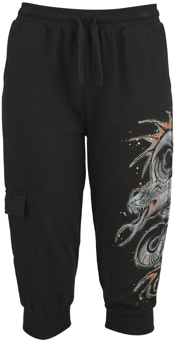 4064854771468 - Sweat Shorts With Large Dragon Print Short schwarz in S 4064854771468 - Sweat Shorts With Large Dragon Print Short schwarz in S