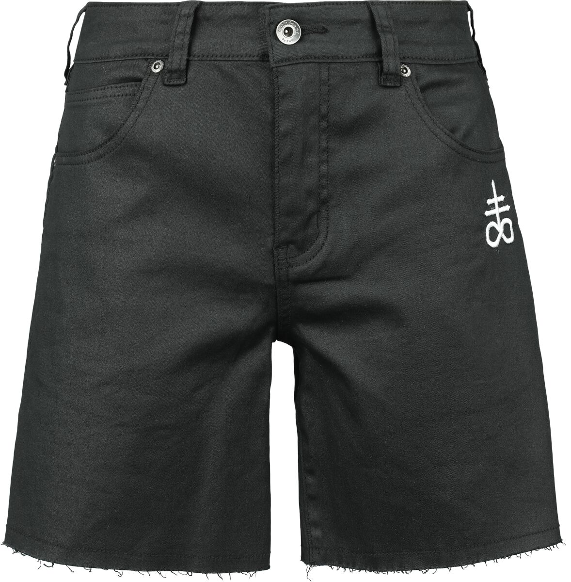 4064854774445 - Coated Shorts with Small Embroidery Short schwarz in 31