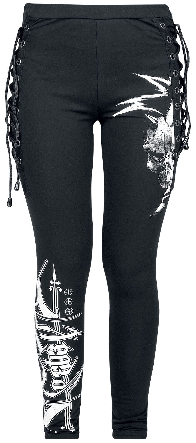 4064854776968 - Leggings With Skull Print And Lacing Leggings schwarz in S