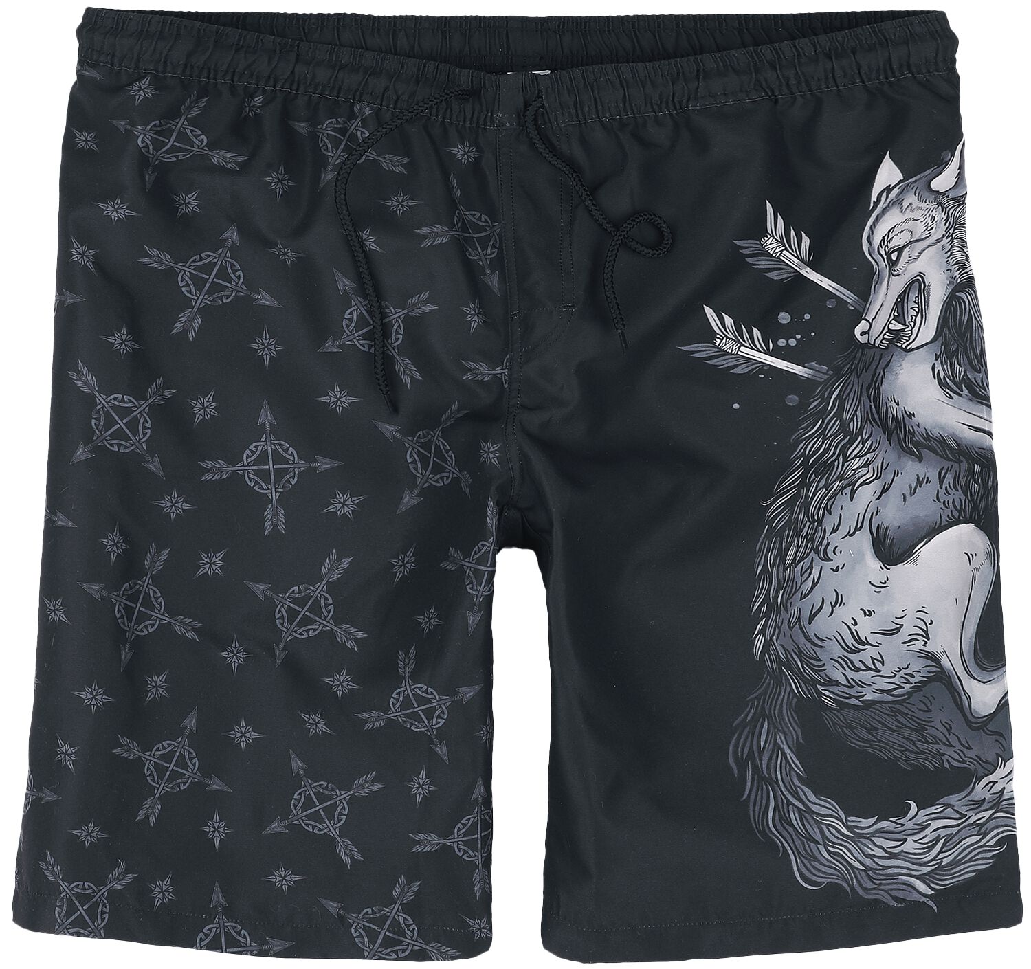 4064854791718 - Swim Shorts With Wolf Print Badeshort schwarz in XXL