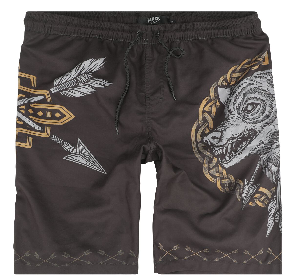 4064854792142 - Swim Shorts With Arrow and Wolf Print Badeshort schwarz in XXL