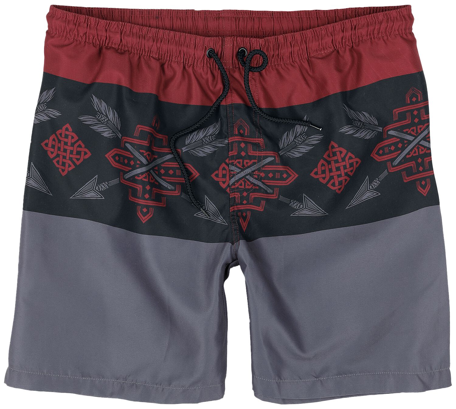 4064854792197 - Tricolor Swim Shorts with Arrow Print Badeshort rot schwarz in XL