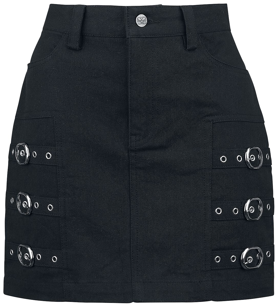 4064854792715 - Short Skirt with decorative Buckles Kurzer Rock schwarz in S