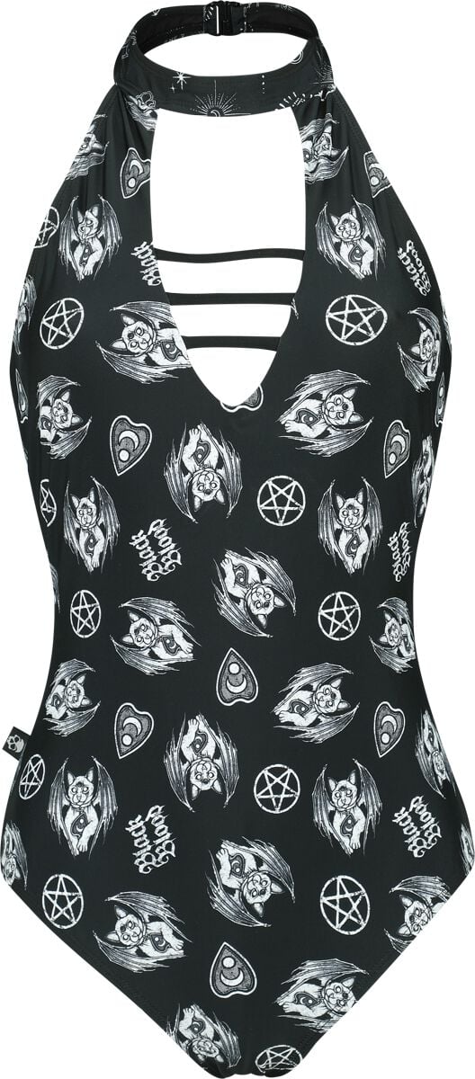 4064854814080 - Neckholder Swim Suit With Mystical Symbols Badeanzug schwarz in M 4064854814080 - Neckholder Swim Suit With Mystical Symbols Badeanzug schwarz in M
