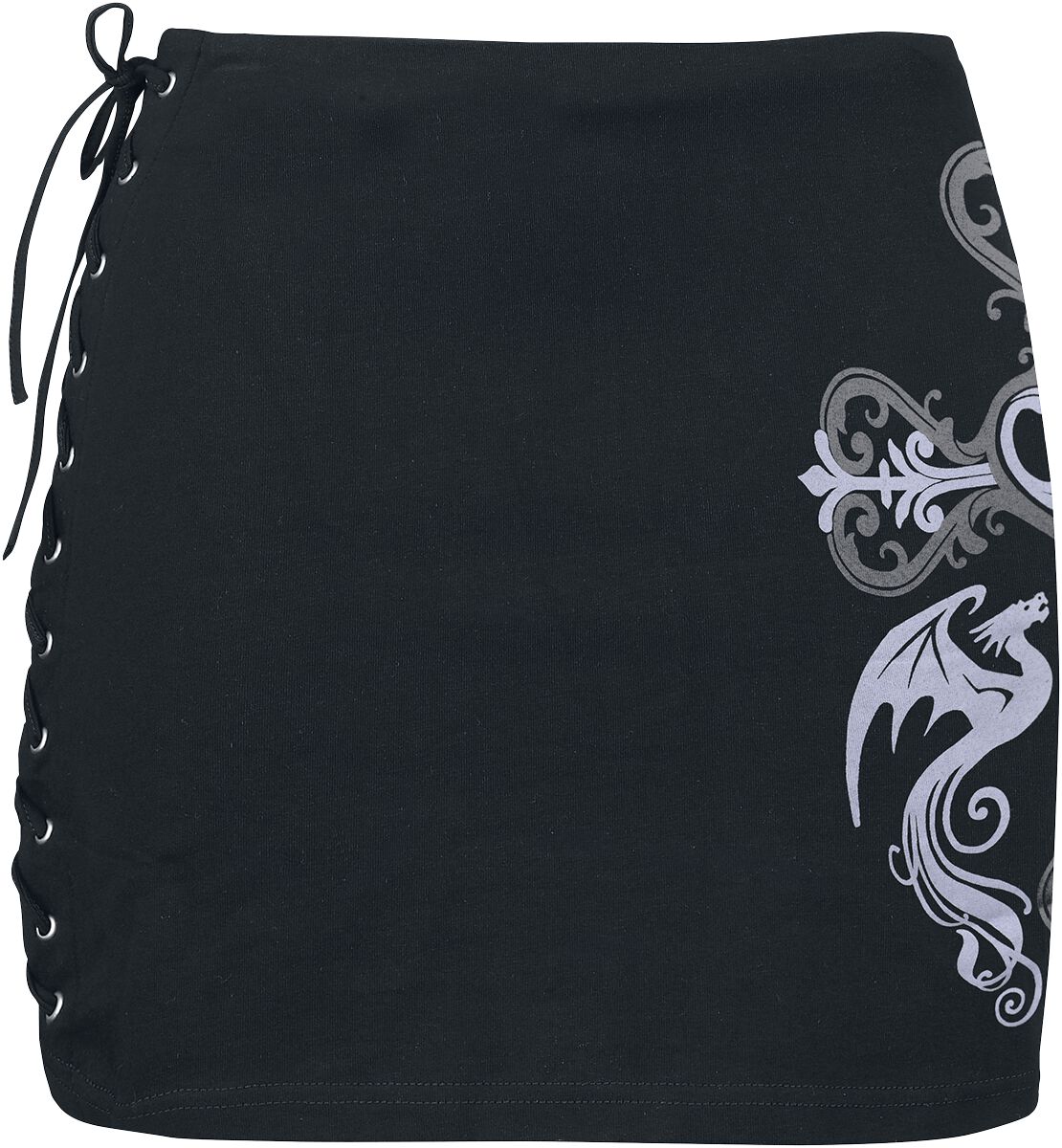 4064854819870 - Gothicana X Anne Stokes - Skirt With Lacing And Lace Kurzer Rock schwarz in S