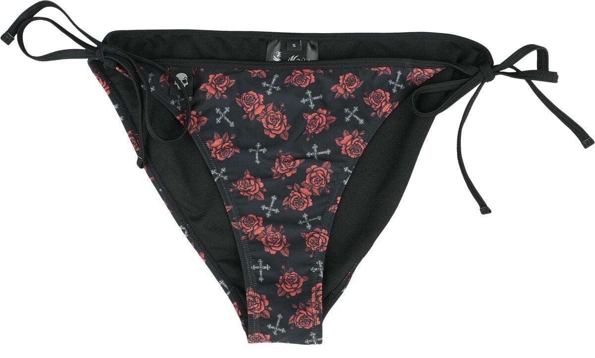 4064854832688 - Bikini Pants With Cross And Roses Alloverprint Bikini-Unterteil schwarz in S