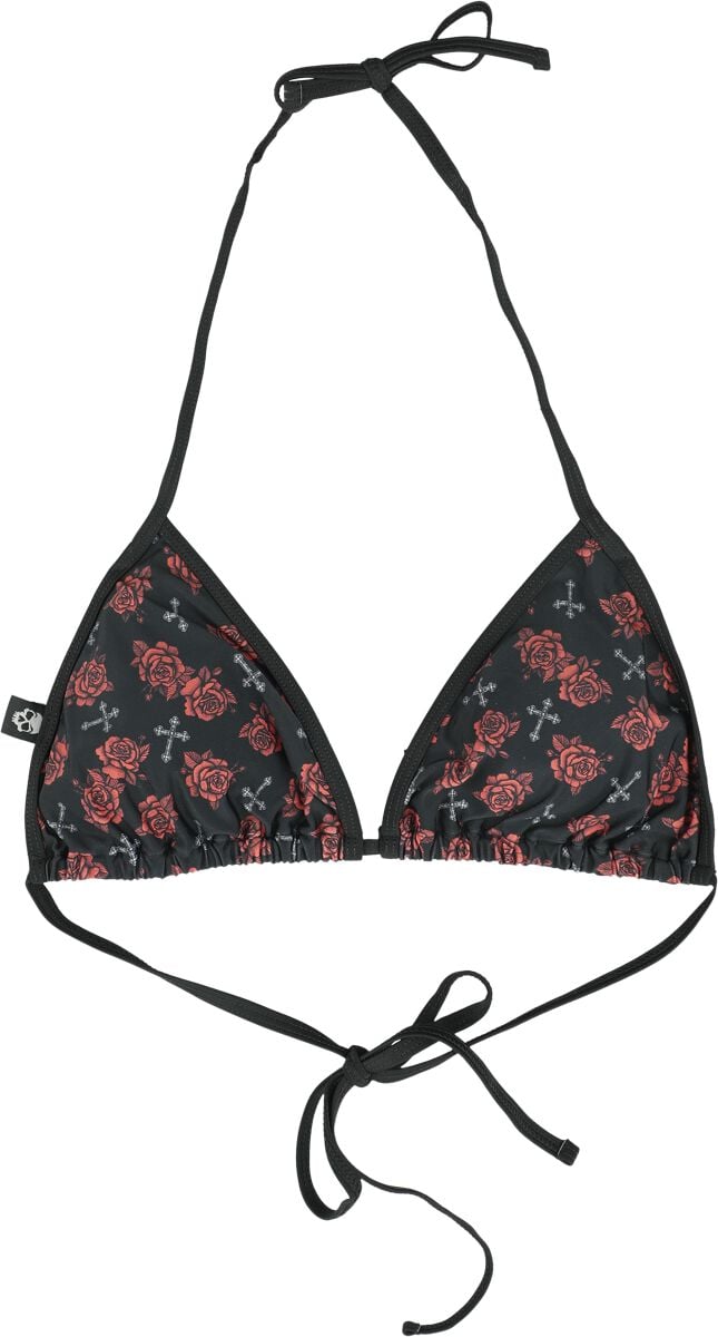 4064854832749 - Bikini Top With Cross And Roses Alloverprint Bikini-Oberteil schwarz in M