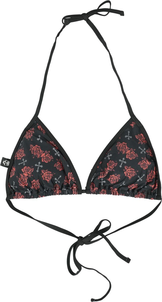 4064854832763 - Bikini Top With Cross And Roses Alloverprint Bikini-Oberteil schwarz in XL 4064854832763 - Bikini Top With Cross And Roses Alloverprint Bikini-Oberteil schwarz in XL