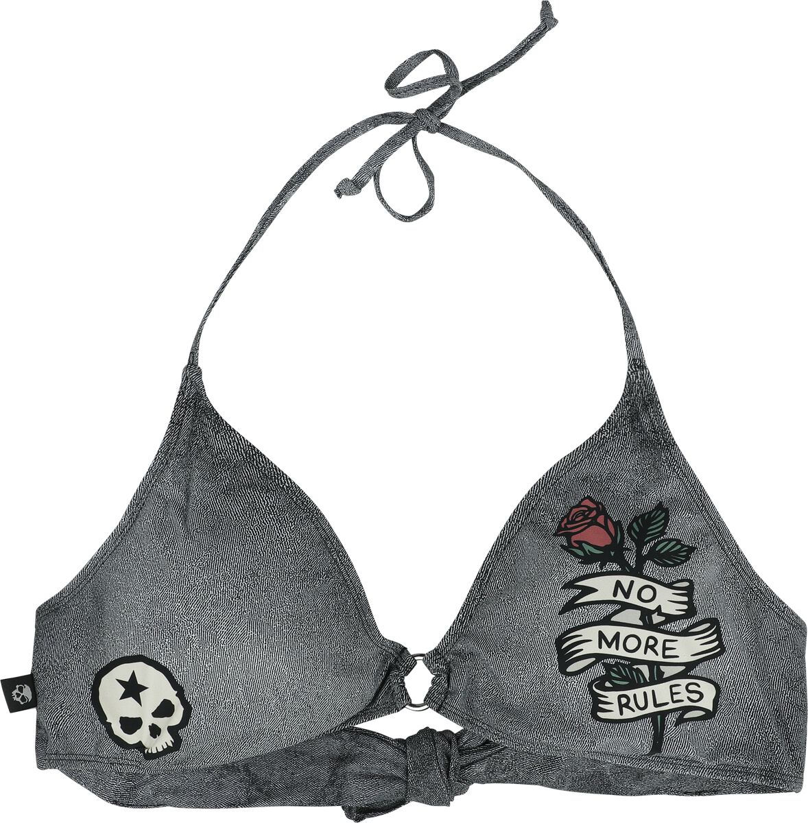 4064854832787 - Bikini Top With Old Skool Prints Bikini-Oberteil dunkelgrau schwarz in S