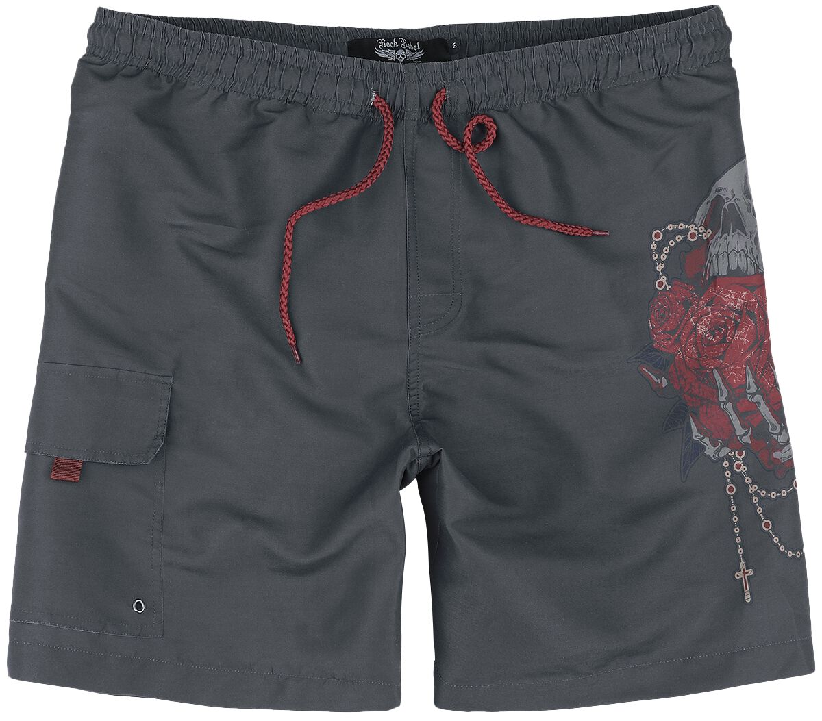 4064854833302 - Swim Shorts With Roses Badeshort dunkelgrau in M 4064854833302 - Swim Shorts With Roses Badeshort dunkelgrau in M