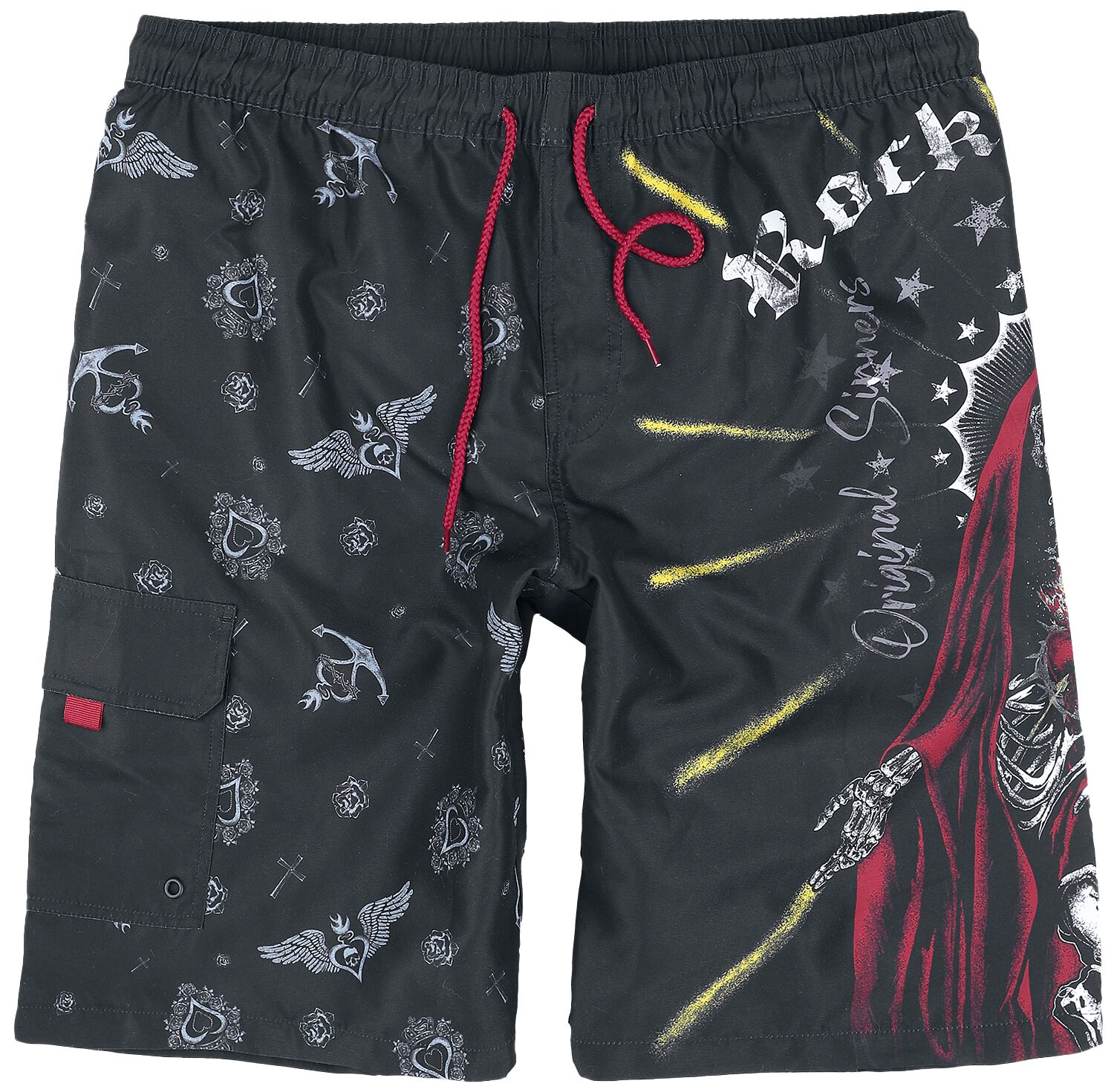 4064854833388 - Swim Shorts With Old School Print Badeshort schwarz in XXL