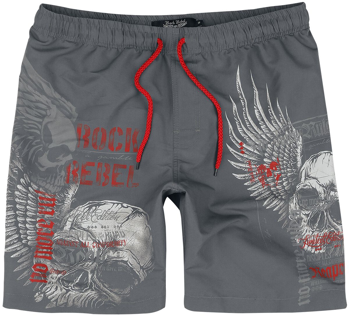 4064854833548 - Swim Shorts with Skull Print Badeshort grau in S 4064854833548 - Swim Shorts with Skull Print Badeshort grau in S