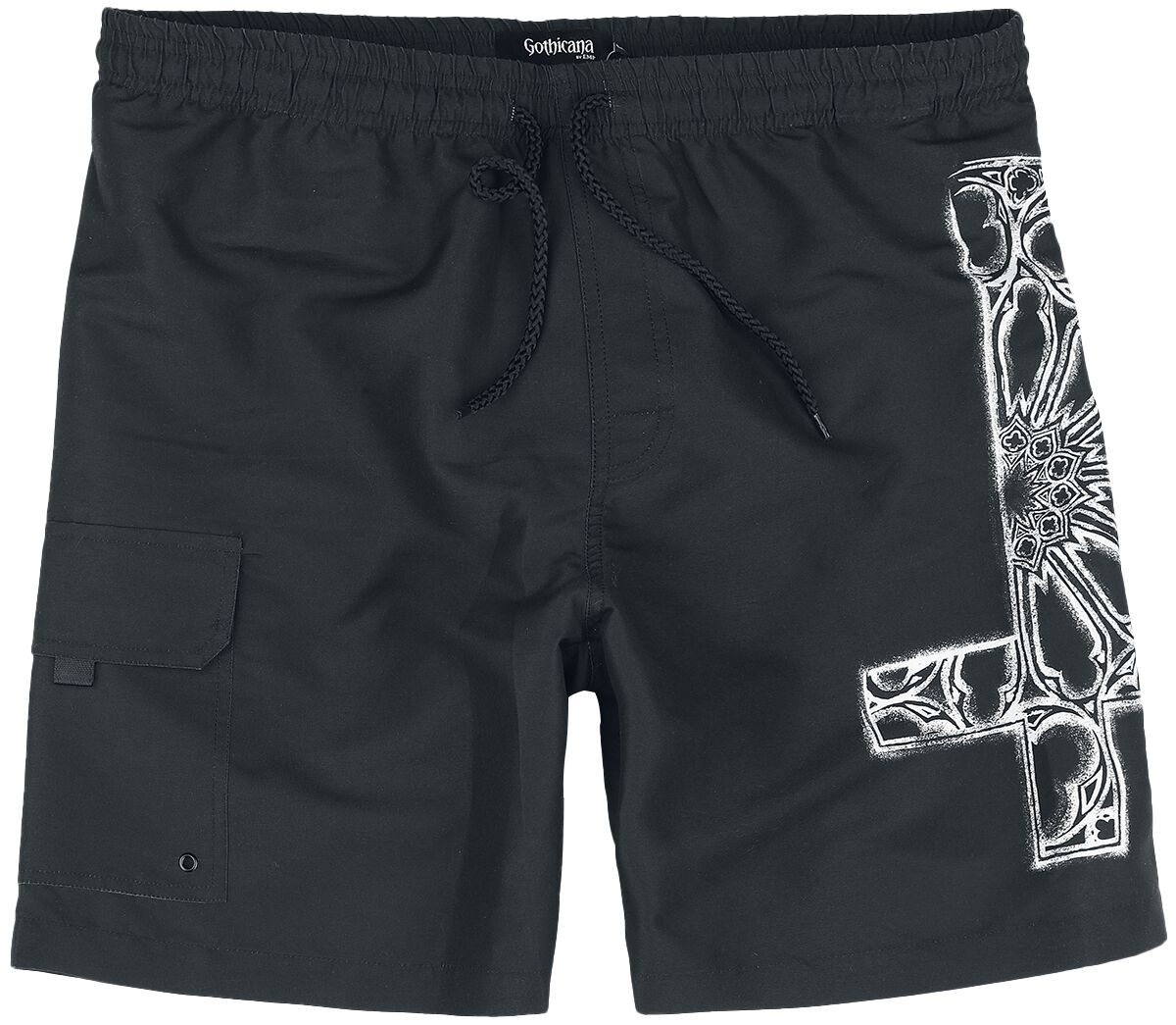 4064854834200 - Swim Shorts With Gothic Cross Badeshort schwarz in XXL