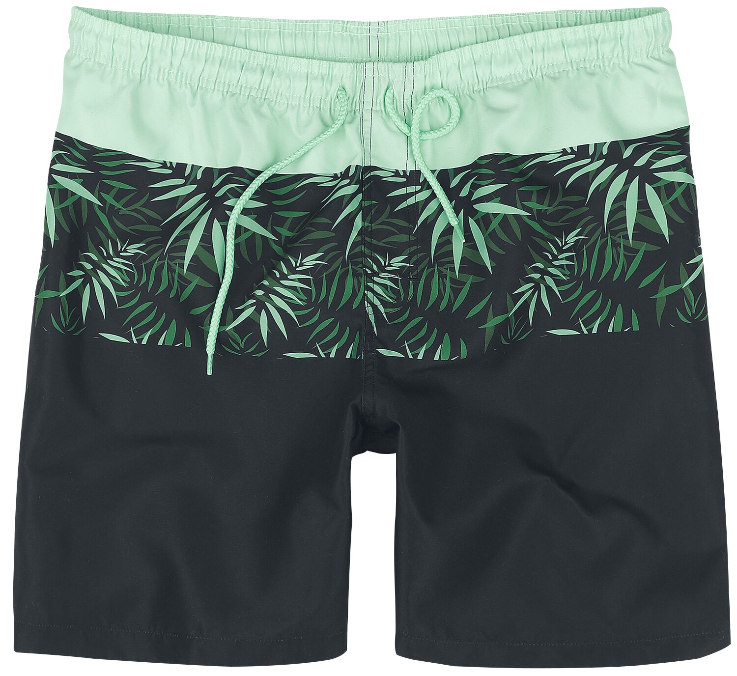 4064854834408 - Swim Shorts With Palm Trees Badeshort schwarz grün in XXL