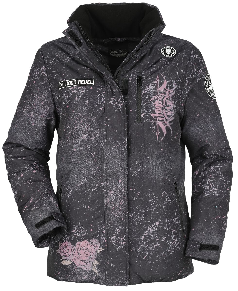 4064854870383 - Rock Rebel Jacket with Skull Print Winterjacke grau in S