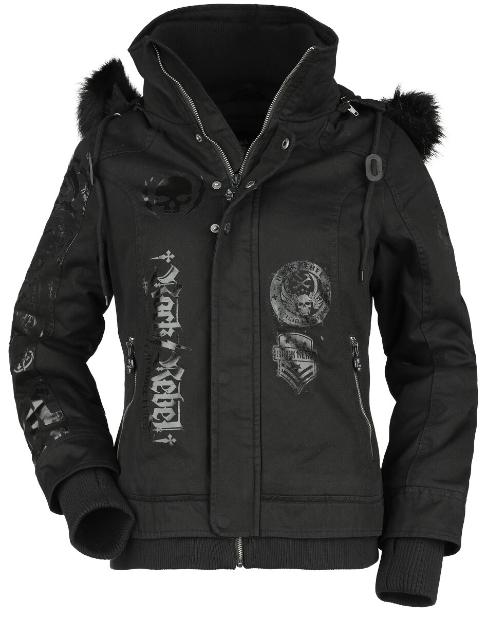 4064854870581 - Winter Jacket With Shiny Prints Winterjacke schwarz in M