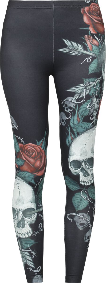 4064854871106 - Leggings with Skull and Roses Print Leggings schwarz in XL